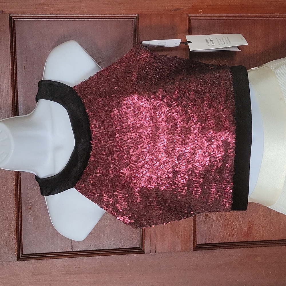 Velvet and Sequined Halter Top